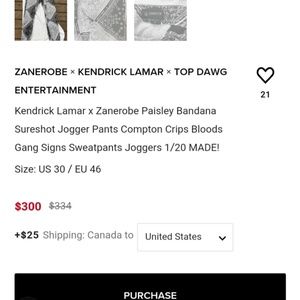 Zanerobe Kendrick lamar joggers